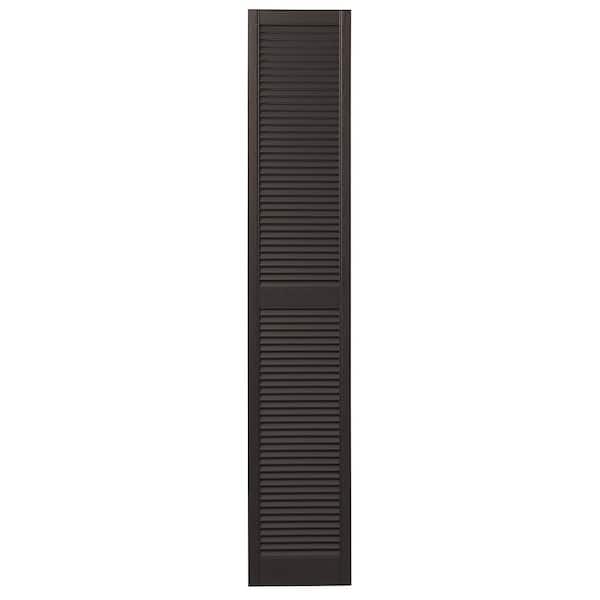 Ply Gem 15 in. x 71 in. Open Louvered Polypropylene Shutters Pair in Brown