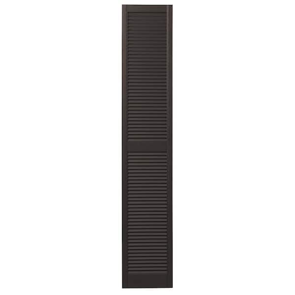 Ply Gem 15 in. x 81 in. Open Louvered Polypropylene Shutters Pair in Brown