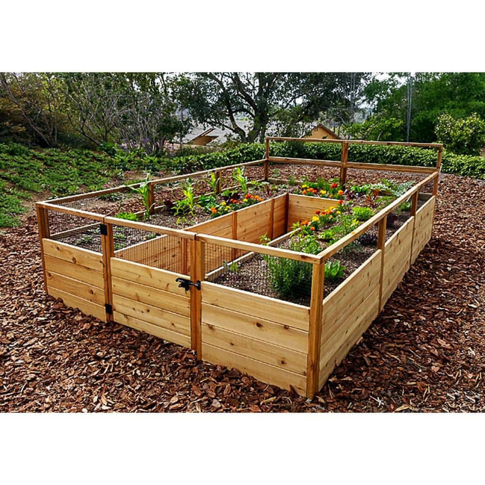 12 ft Cedar Raised Garden Bed with Wire Mesh