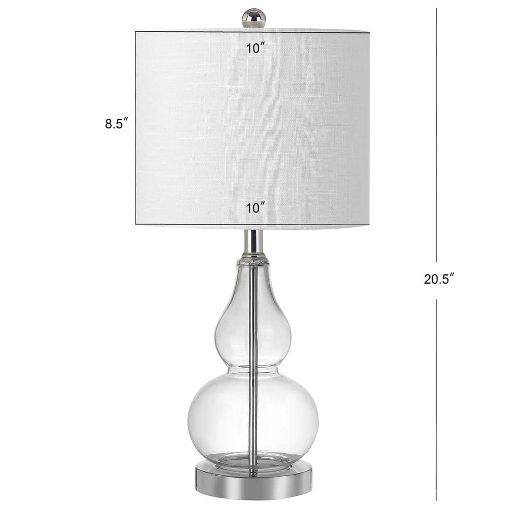 Anya 20.5" Clear Glass Mini LED Table Lamp with White Linen Shade