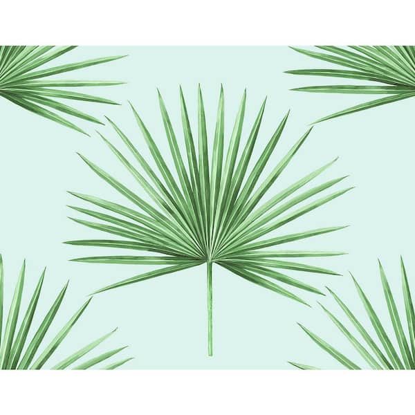 NextWall 40.5 sq. ft. Celeste and Jade Pacific Palm Vinyl Peel and Stick Wallpaper Roll
