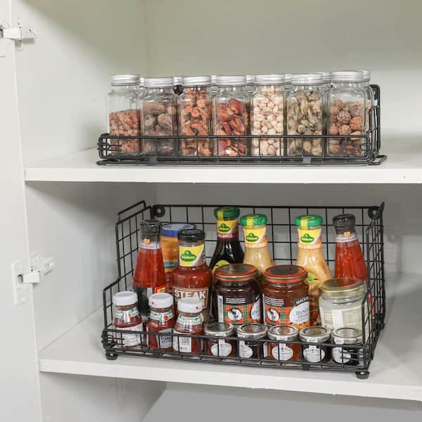 3-Piece Stackable Wire Basket, Countertop Metal Storage Basket for Kitchen Pantry Cabinet, Open Front Bin Organizer