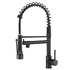 Commercial Style Single Handle Pull Down Sprayer Kitchen Faucet in Matte Black