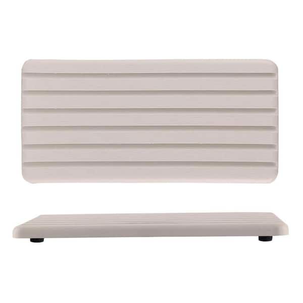 8.27 in. Water Absorbent Diatomite Coasters Rectangle Grooved Design for Hand Soaps & Plants (Set of 2)