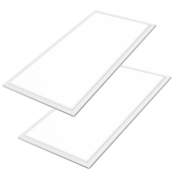 RUN BISON 2-Pack 2 ft. x 4 ft. 5500 Lumens White Integrated LED Emergency Panel Light Troffer Light With Battery Backup 5000K