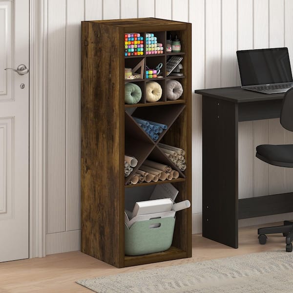 Furinno Cubicle 43.98 in. Tall Amber Pine Wood 3-Cube Bookcase