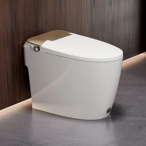 Low-Pressure Compatible Non-Electric Elongated Bidet Toilet 1.0 GPF in Gold with Air Pressure Assisted Flush