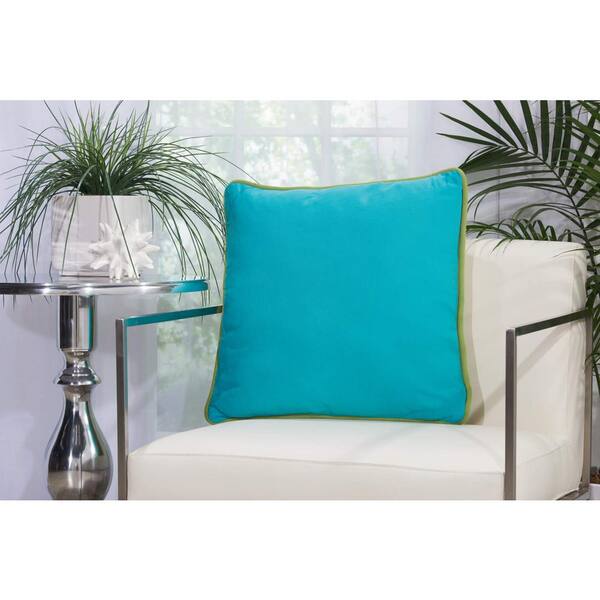 Mina Victory Corded Green and Turquoise Solid Stain Resistant Polyester 20 in. x 20 in. Throw Pillow