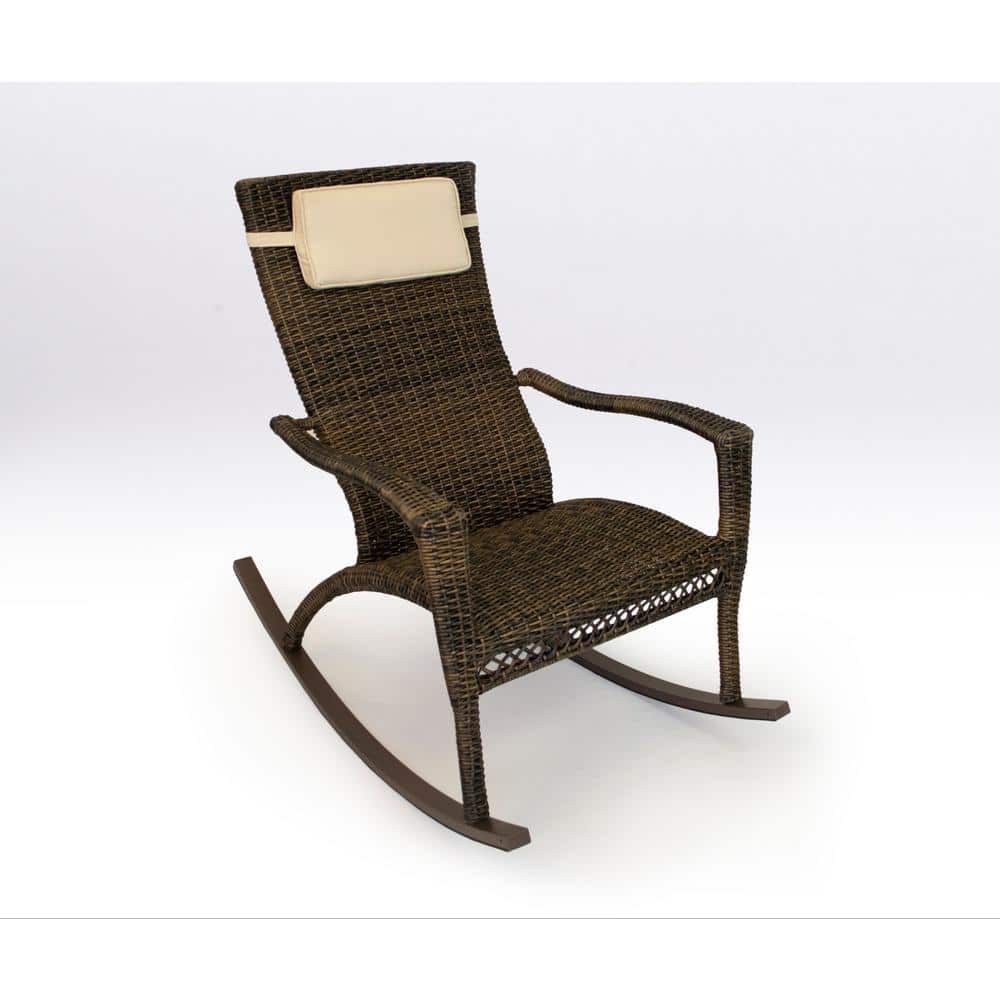Maracay Oversized Pecan Wicker Rocking Chair Outdoor Patio Furniture Piece 