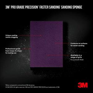 Pro Grade Precision 2.5 in. x 4.5 in. x 1 in. 180 Grit Faster Sanding Block Sponge (3-Pack)