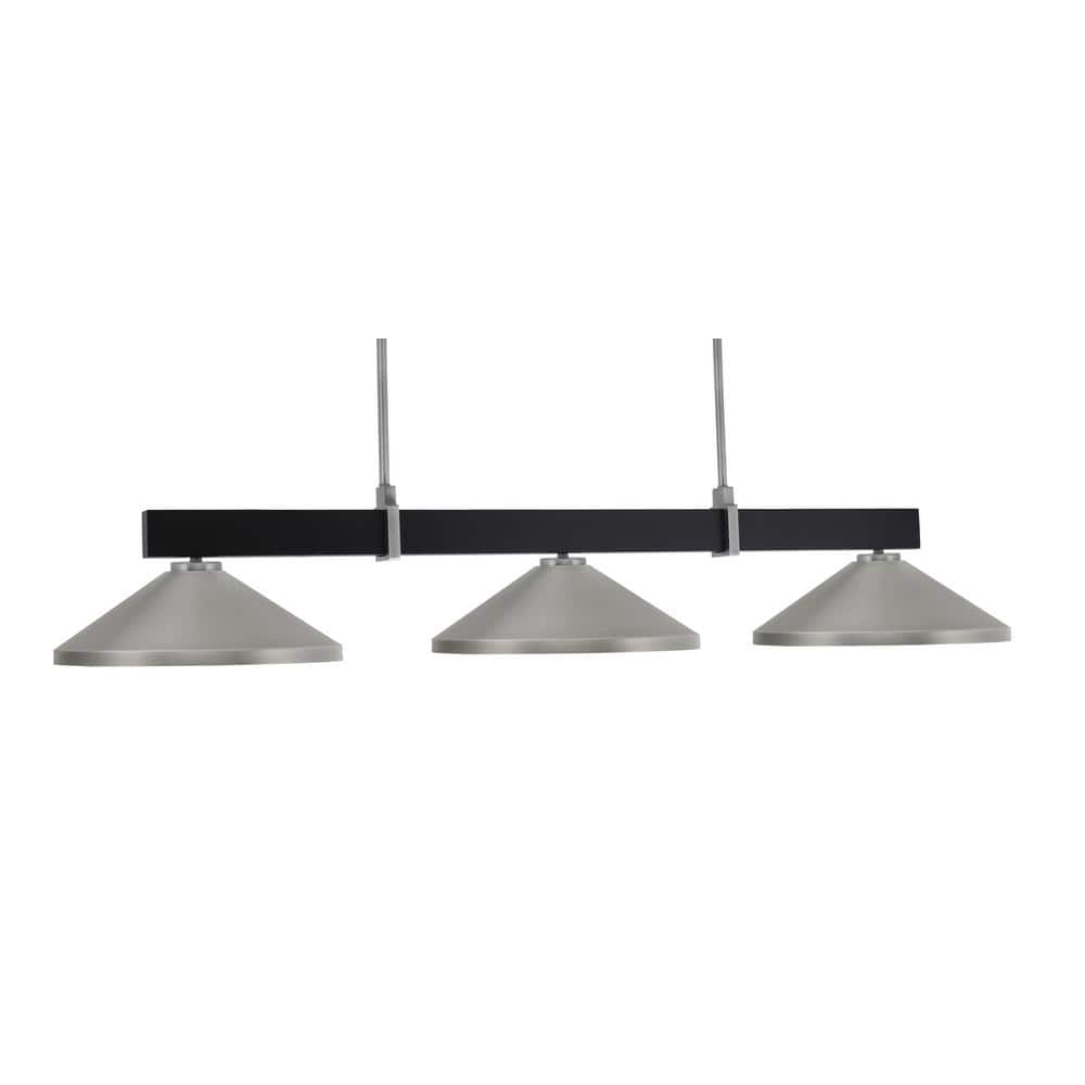 Balmore 3-Light Matte Black and Graphite Billiard Light with 14 in. Graphit