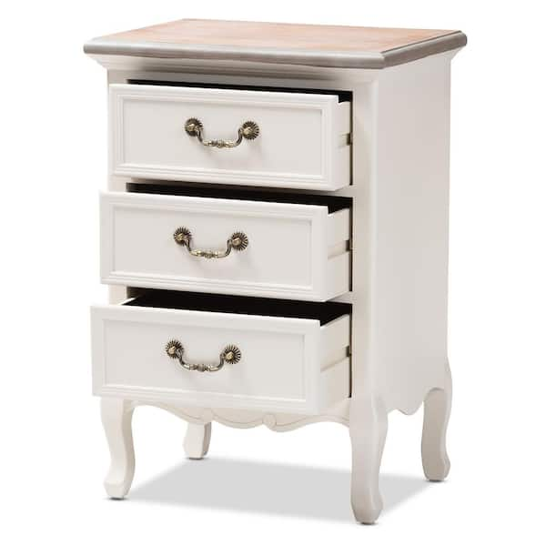 Baxton Studio Capucine 3 Drawer White Nightstand 151 9205 HD The