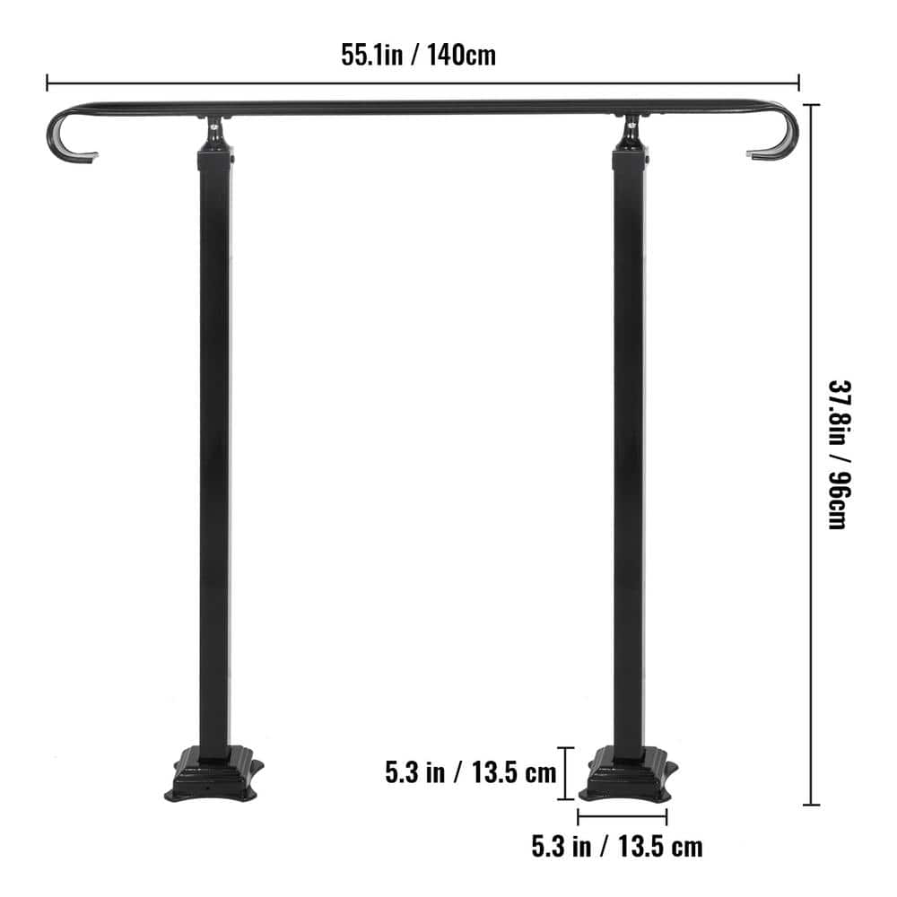 Black Wrought Iron Handrail for 3-5 Steps