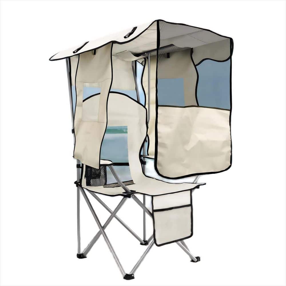 20.6 in. D x 20.6 in. W x 51.6 in. H Alloy Steel Beach Chair or Lawn Chair with Adjustable Shade Canopy for Beach, White price history on PriceWatchPro