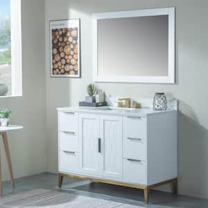 Alison 48 in. W x 22 in. D x 35 in. H CUPC Single Sink Freestanding Bath Vanity in White with Carrera White Qt. Top