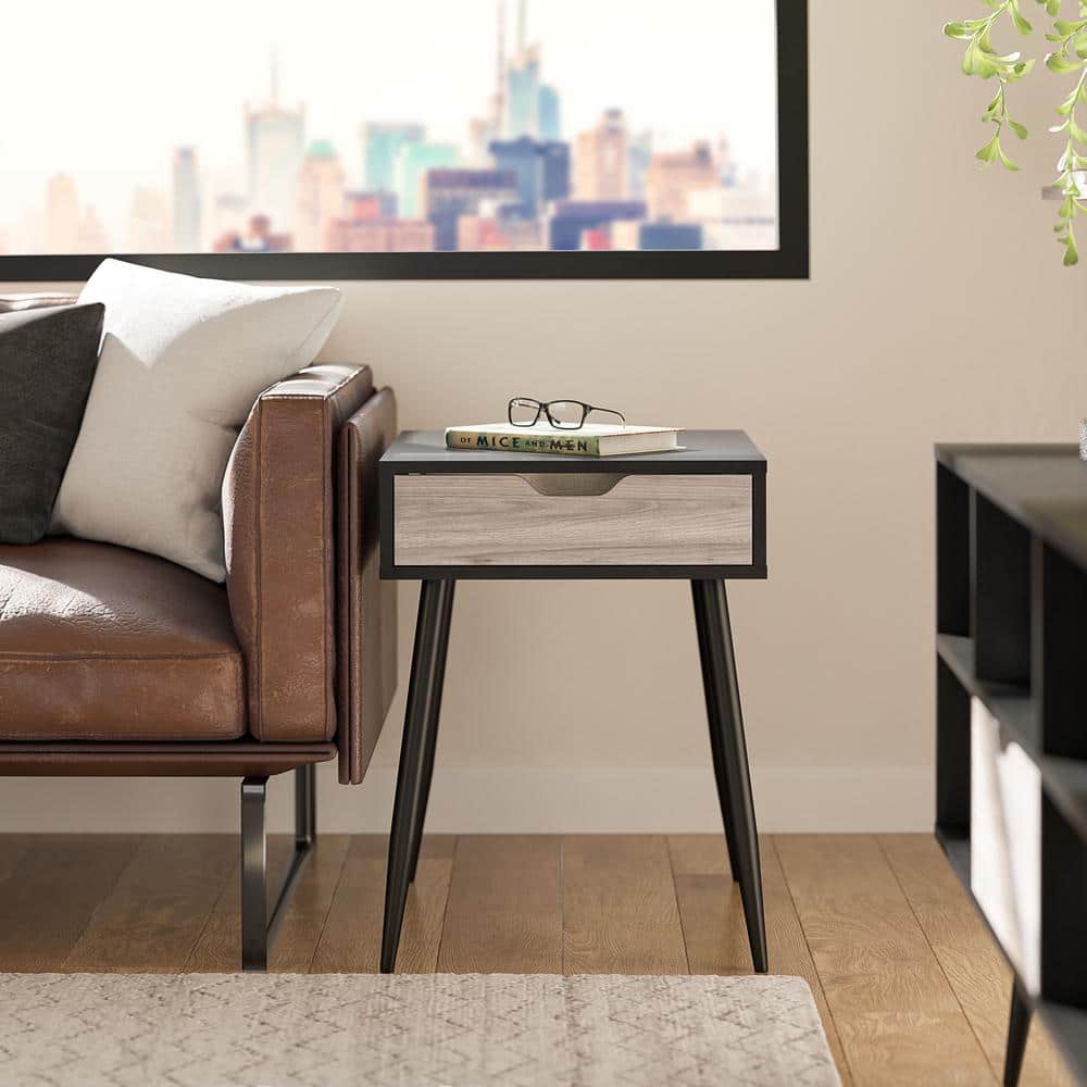Malone End Table, Black Oak
