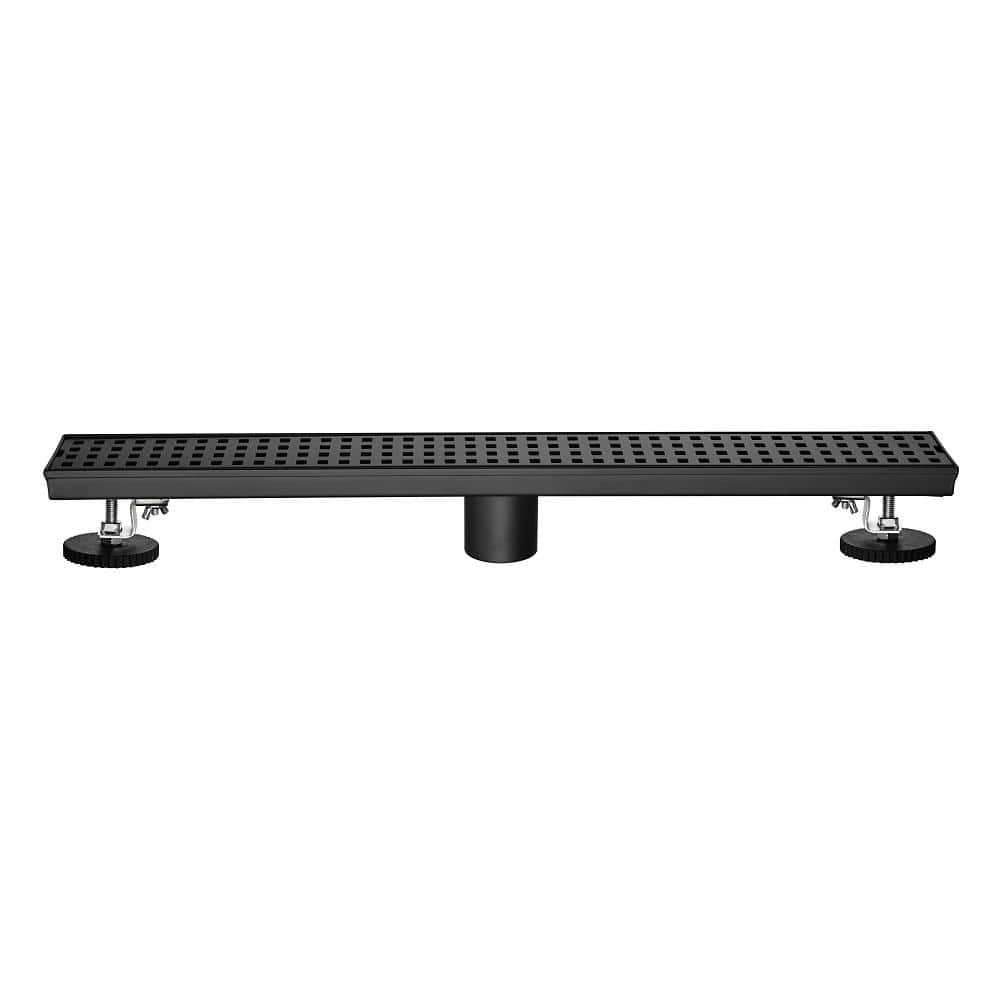 24 in. Black Stainless Steel Linear Shower Drain with Removable Grate