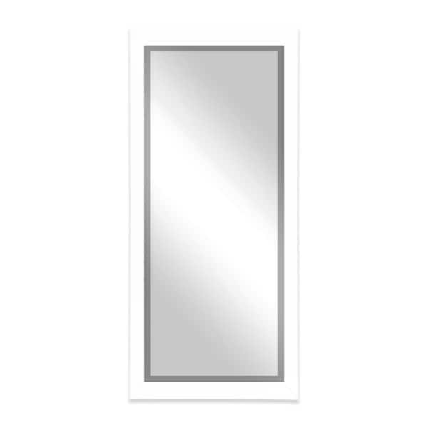 Large Beveled (65.5 in. W x 32 in. H) Gloss White Rectangle Mirror