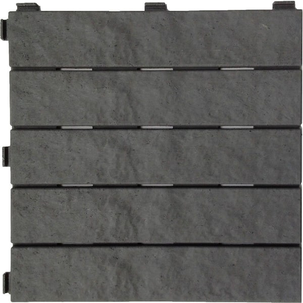 Multy Home 12 in. x 12 in. Slate Rubber Deck Tile (6-Pack)