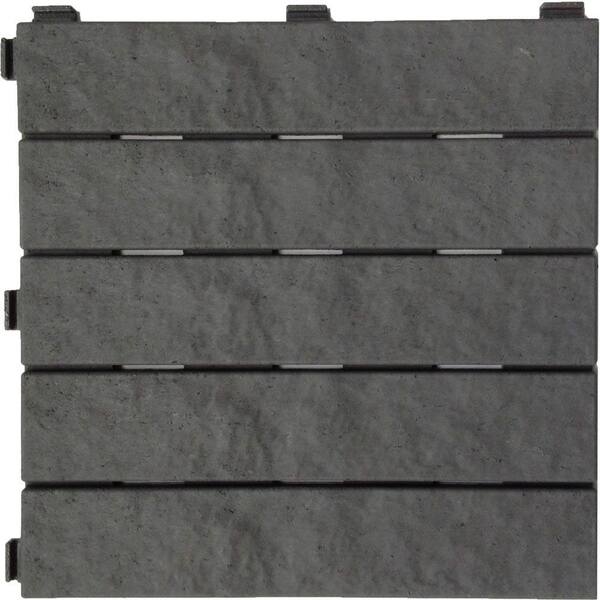 Multy Home 12 in. x 12 in. Slate Rubber Deck Tile (144-Pack)