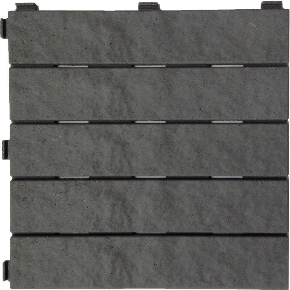 Rubber Slate Deck Tile 6 Pack, Deck Tiles Home Depot