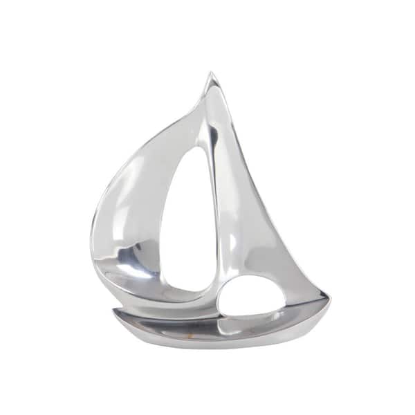 Silver Aluminum Sail Boat Sculpture (Set of 3)
