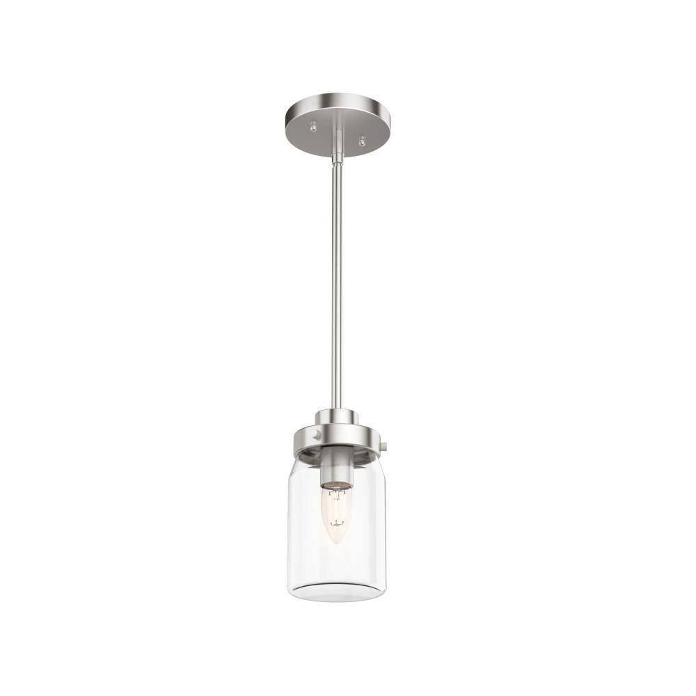 Rustic Farmhouse Mini Jar Pendant Light in Brushed Nickel