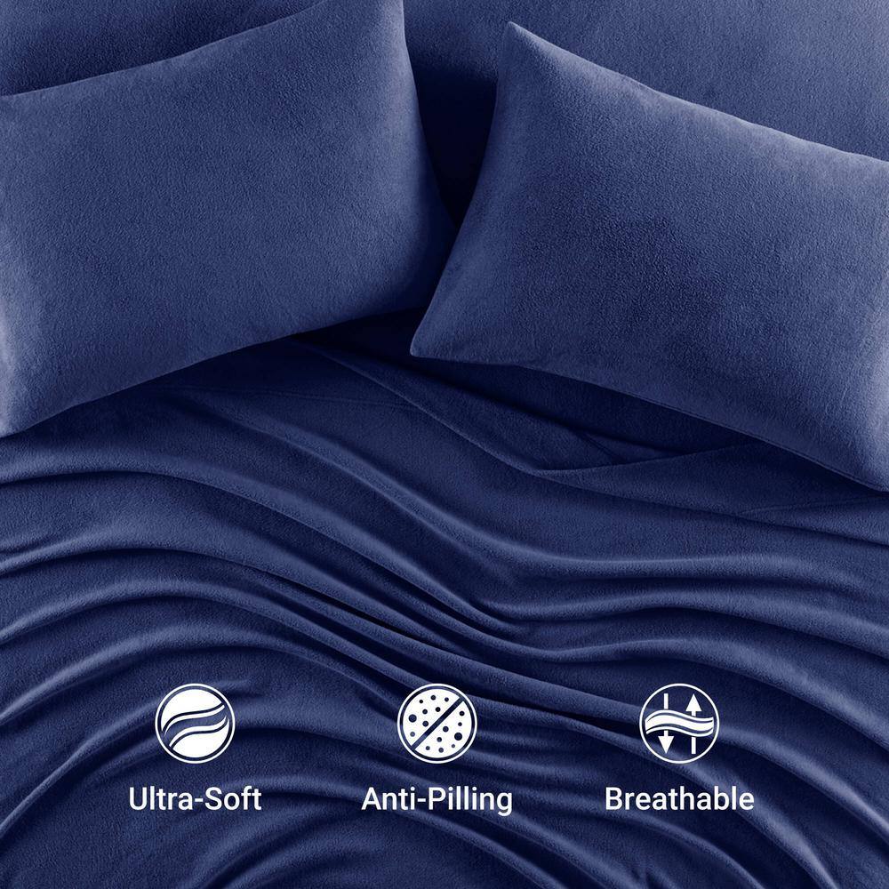Navy Full Micro Fleece Sheet Set with Pillowcases