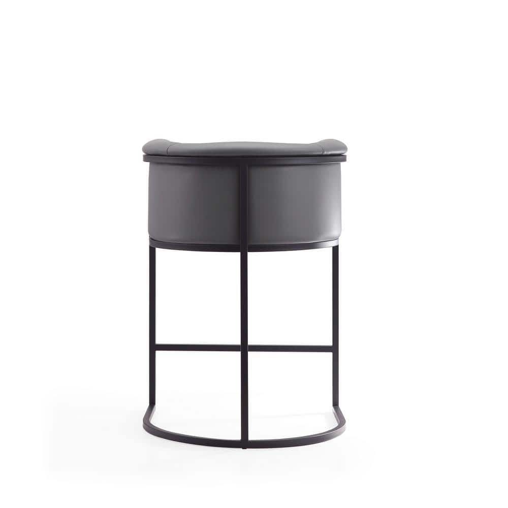 Midcentury Modernist Geometric Grey & Black Metal Counter Stools - Set of 2