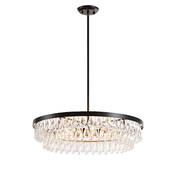Jojospring Candida 6-Light Antique Black Finish 24 in. Round Crystal Chandelier
