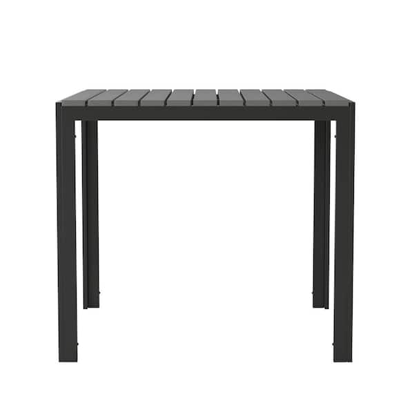 TAYLOR + LOGAN 32 in. Square Black Resin with Metal Frame Table