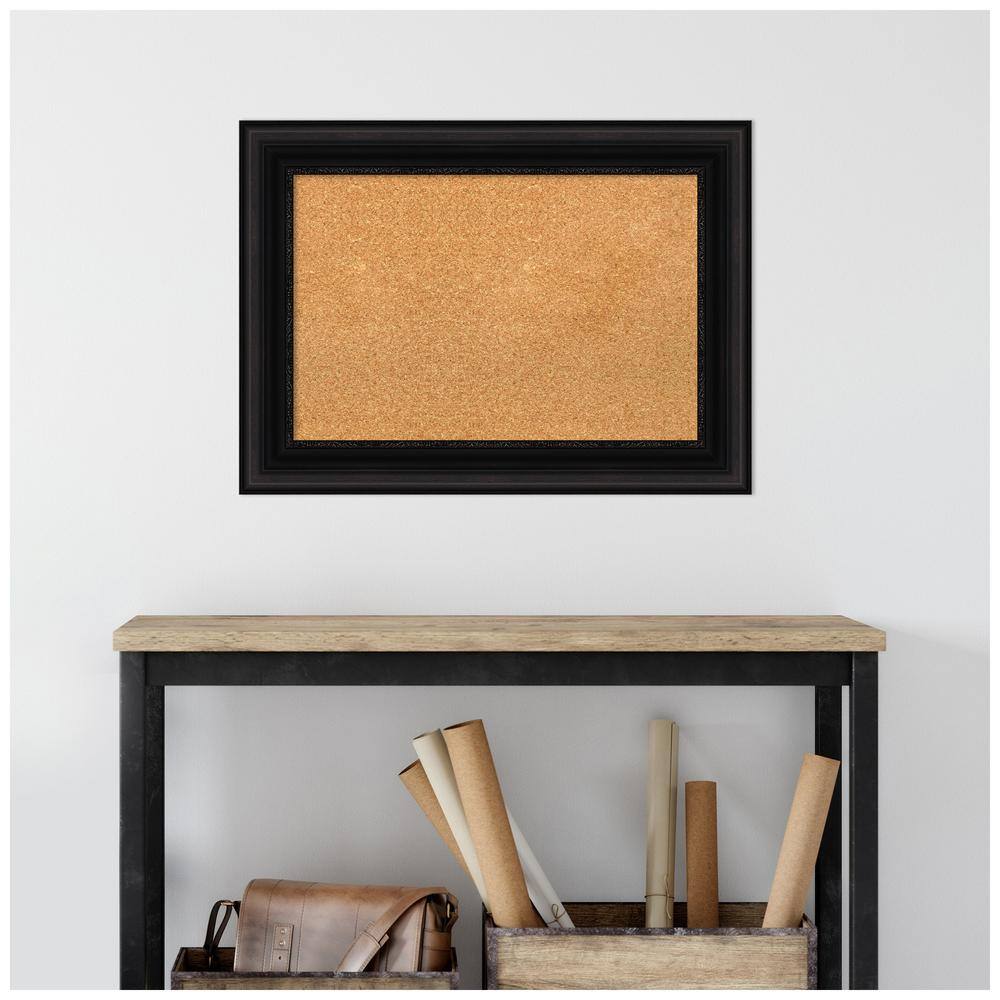 Amanti Art Black Framed Natural Cork Bulletin Board 30" x 22"