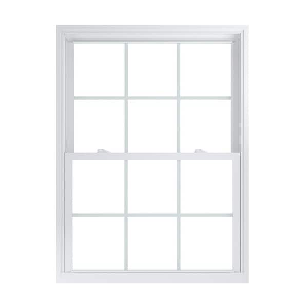 American Craftsman 39.75 in. x 53.25 in. 70 Pro Series White Double Hung Low-E Argon Glass Vinyl Replacement Window with Grids, Screen Incl