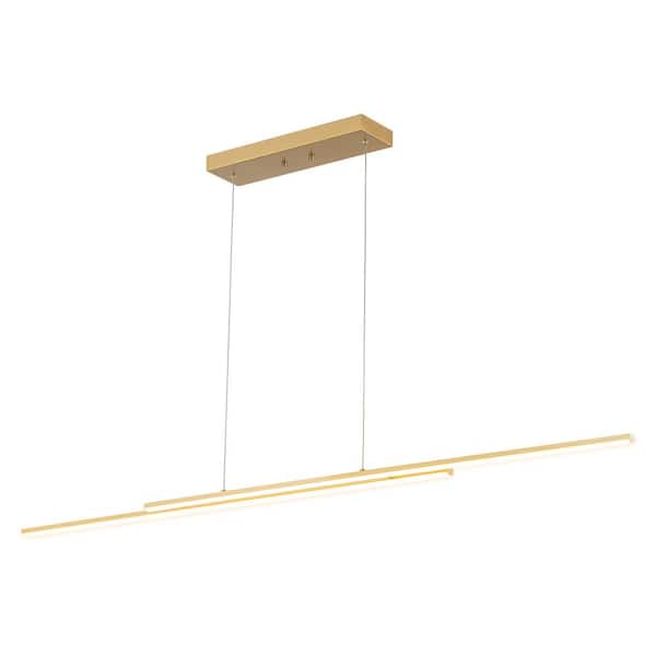 Rennnsan Sam 2-Light Brushed Gold Dimmable LED Linear Kitchen Island Pendant Light