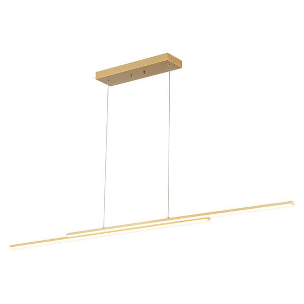 Sam 2-Light Brushed Gold Dimmable LED Linear Kitchen Island Pendant Light