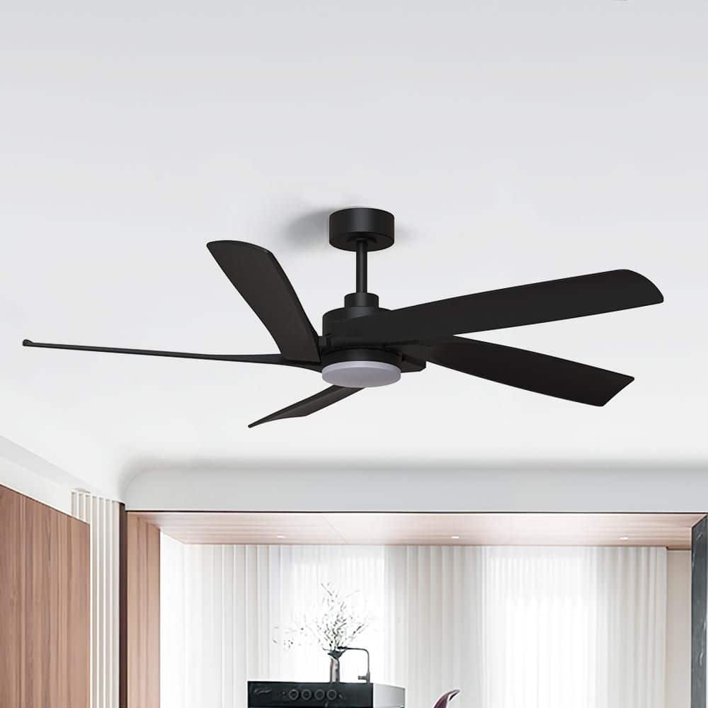 Lazio 60 in. Smart Matte Black Downrod Standard Ceiling Fan with 5-Blades, Dimmable LED Light, DC Motor and Remote price history on PriceWatchPro