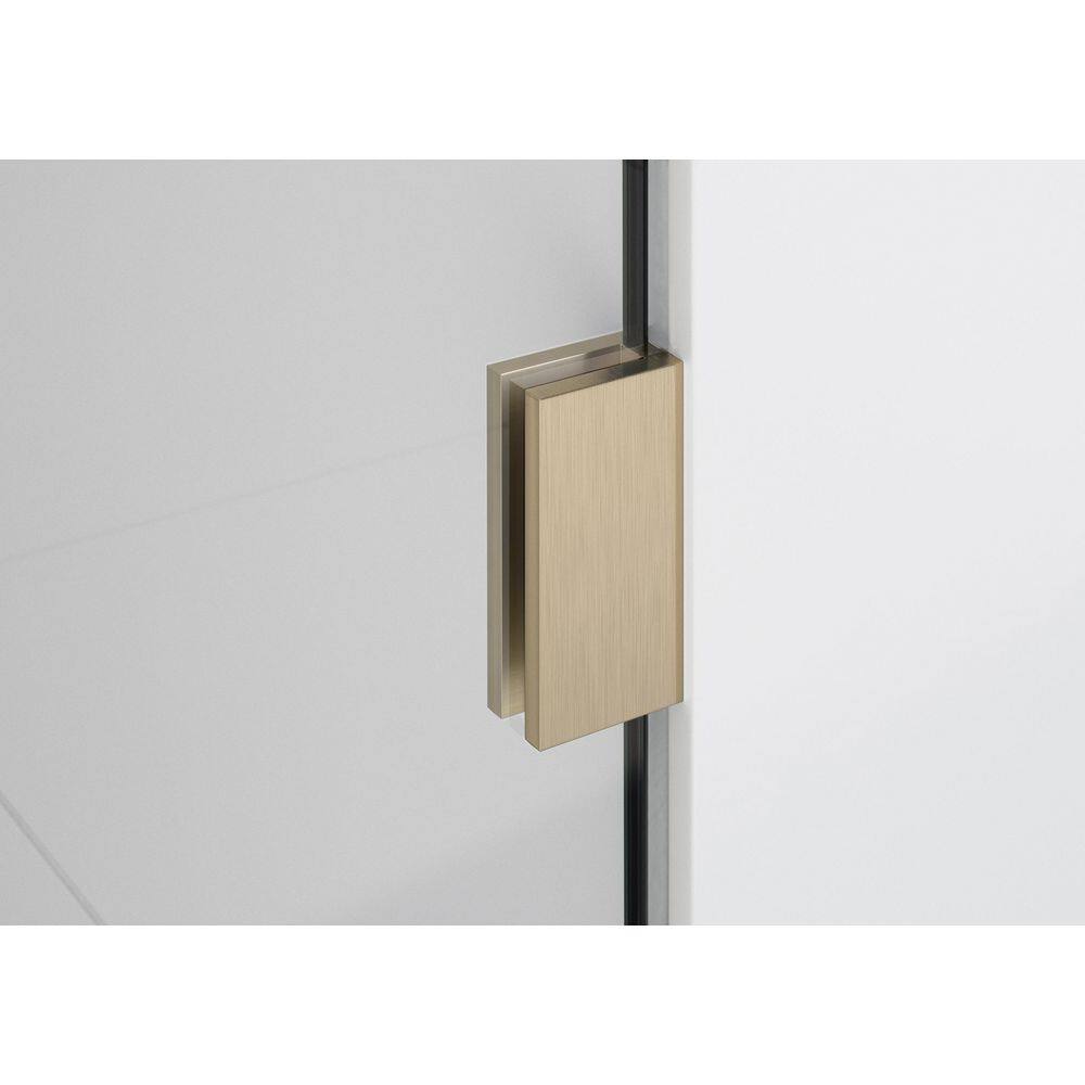 Venus 32" x 86.75" Frameless Arched Glass Shower Panel with Brushed Bronze Hardware