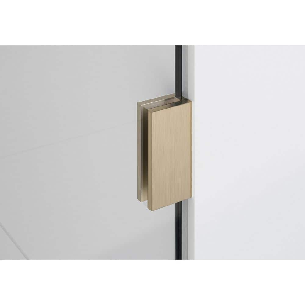 Brushed Bronze Frameless Glass Shower Panel with Brass Hardware
