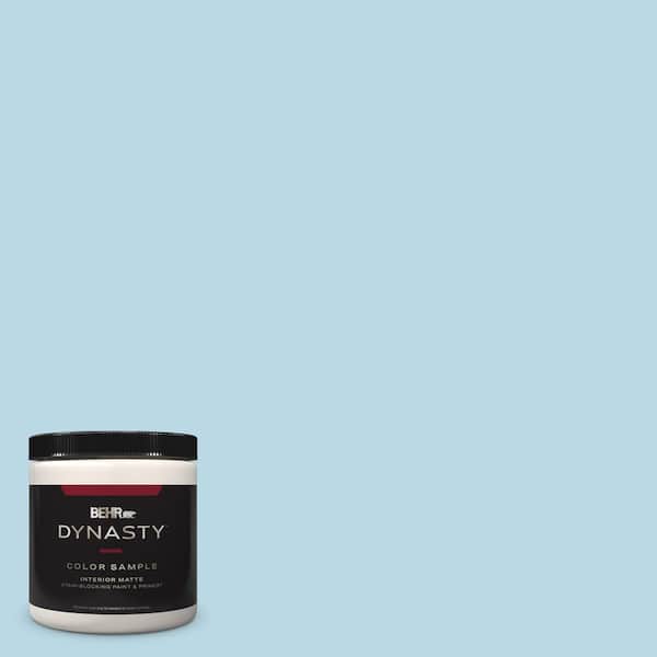 BEHR DYNASTY 8 oz. #M490-1 Breezy Blue Matte Stain-Blocking Interior/Exterior Paint and Primer Sample
