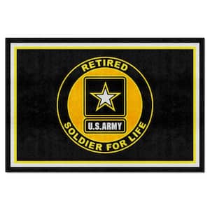 U.S. Army Black 5 ft. x 8 ft. Indoor Latex Backing Tufted Solid Nylon Rectangle Plush Area Rug