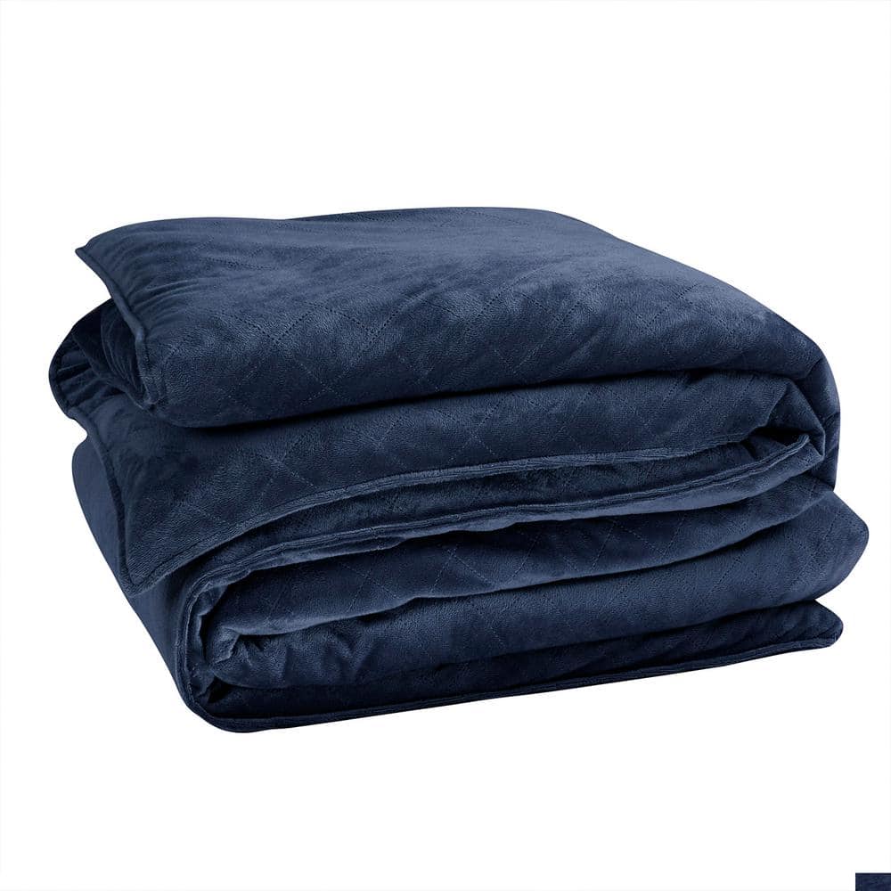 Navy Soft Plush Heavy Weight Knitted Blanket, 48" x 72"