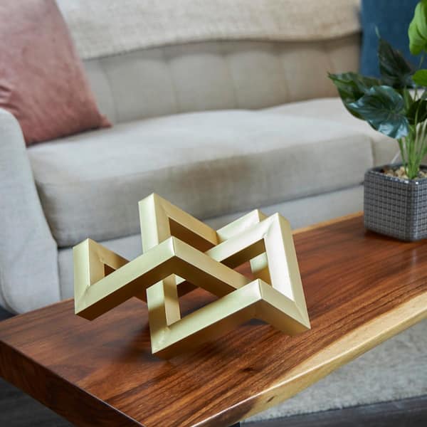 Litton Lane 13 in. x 7 in. Gold Metal Abstract Shaped Geometric Sculpture