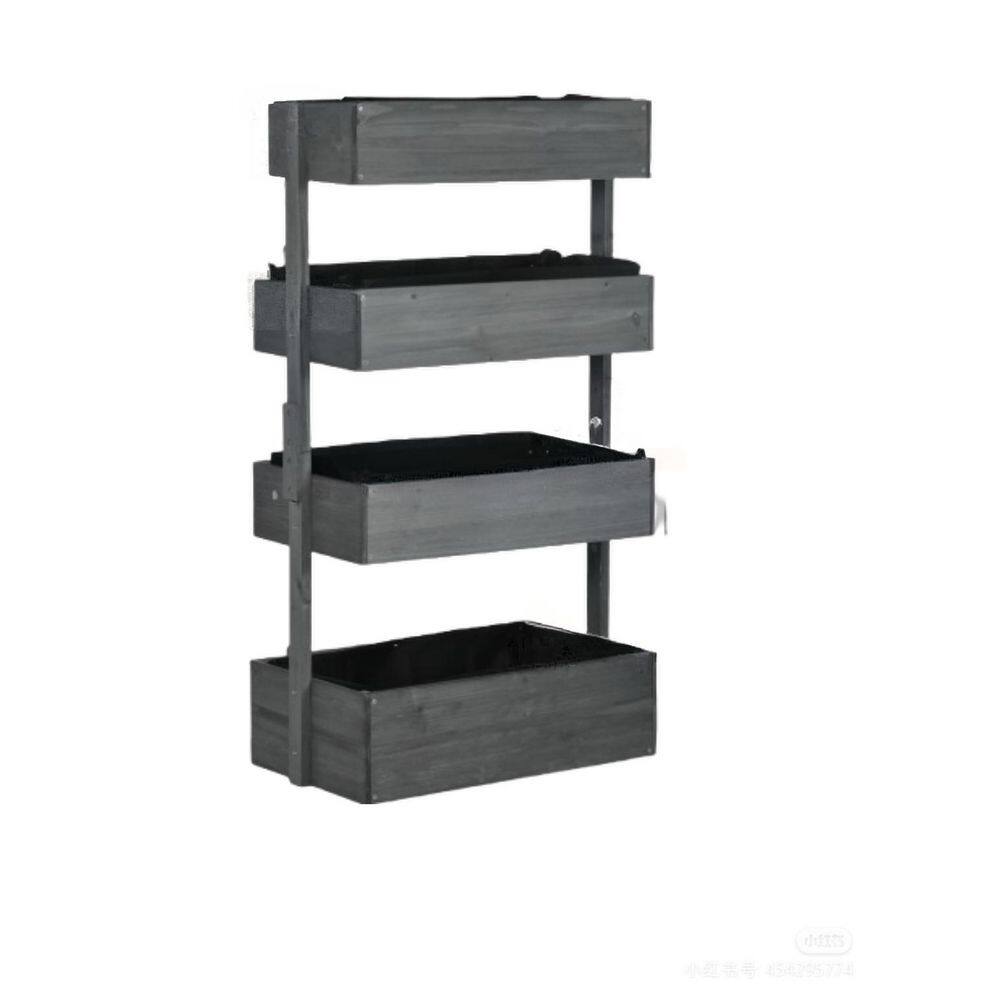 31.5 in. L x 17.75 in. W x 56 in. H Gray Wood Garden Bed, with 4 Planter Box and Non-Woven Fabric Self-Draining price history on PriceWatchPro