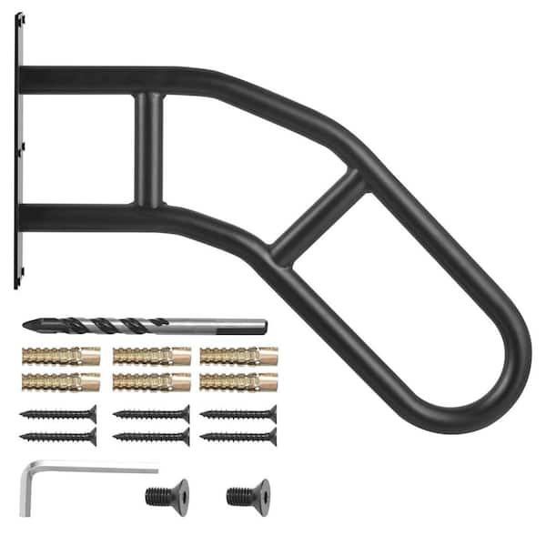 18.9 in. x 3.15 in. Wall Mount Handrails, U-Shaped Safety Railings, Matte Black Finish, Steel Stair Railing 2025 Update