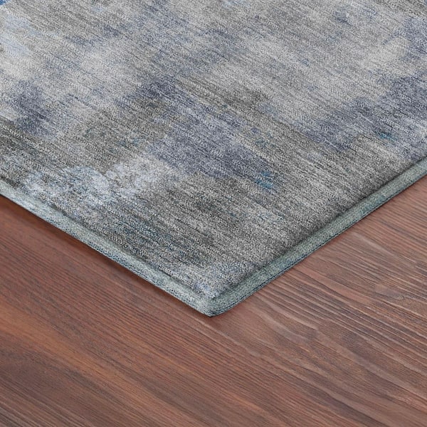 Mayfield Premium Machine Washable Abstract AMF2381 Blue 8 ft. x 10 ft. Area Rug