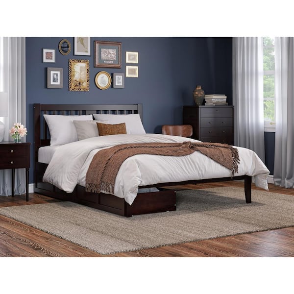 AFI Tahoe Espresso Queen Solid Wood Storage Platform Bed with 2-Drawers