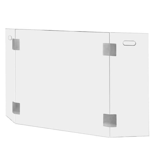 Barton 47 3 4 In W 3 Panel Tempered Glass Fireplace Fence Screen Flame Guard With Side Handles The Home Depot