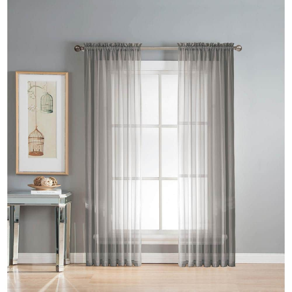 Window Elements Sheer Diamond Sheer Voile Extra Wide 84 in. L Rod ...