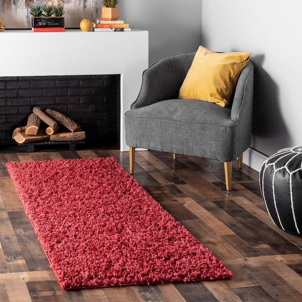 Kara Solid Shag Red 2 ft. 8 in. x 6 ft. Runner Rug