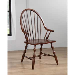 Andrews Distressed Chestnut Brown Solid Wood Dining Arm Chair